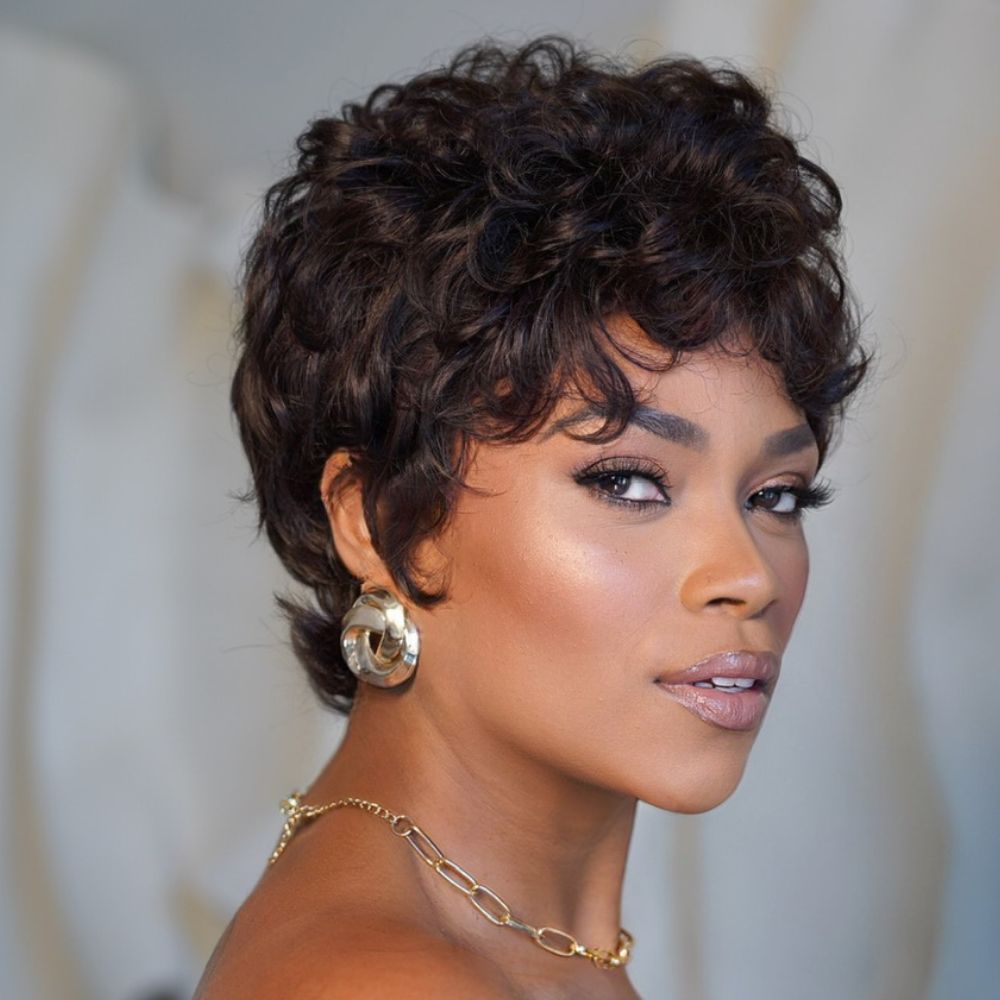 Affordable Short Pixie Cut Curly Bob Glueless Wig